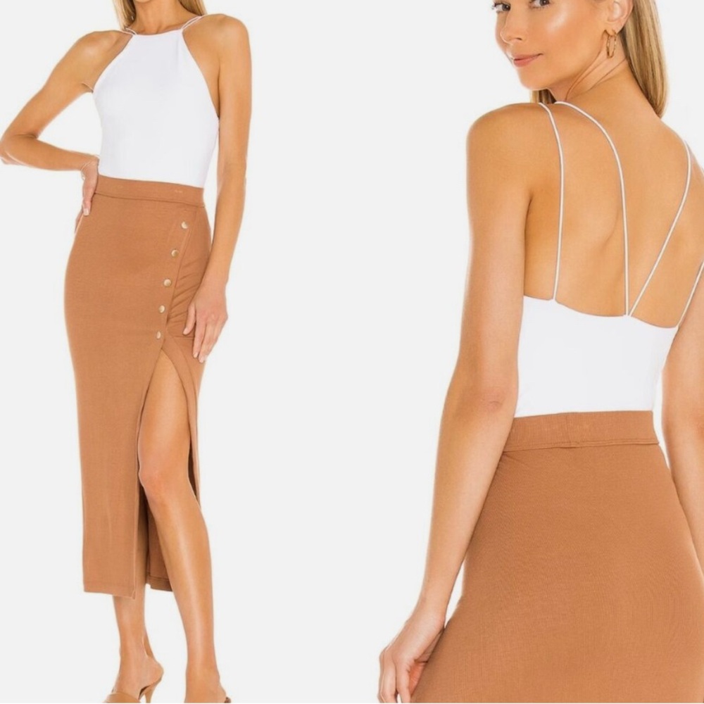 ALIX NYC WHITE BRIELLE HIGH NECK STRAPPY BACK THONG BODYSUIT